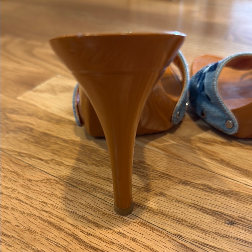 Dior Denim Slide lacquered Heel with Silver C & D & Stiletto - Picture 7 of 9